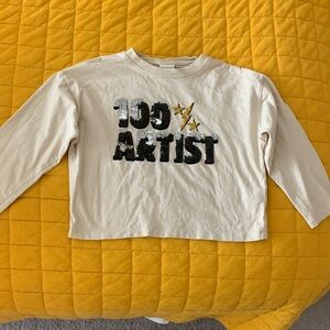 Zara Kids Cream '100% Artist' Long Sleeve Tee
